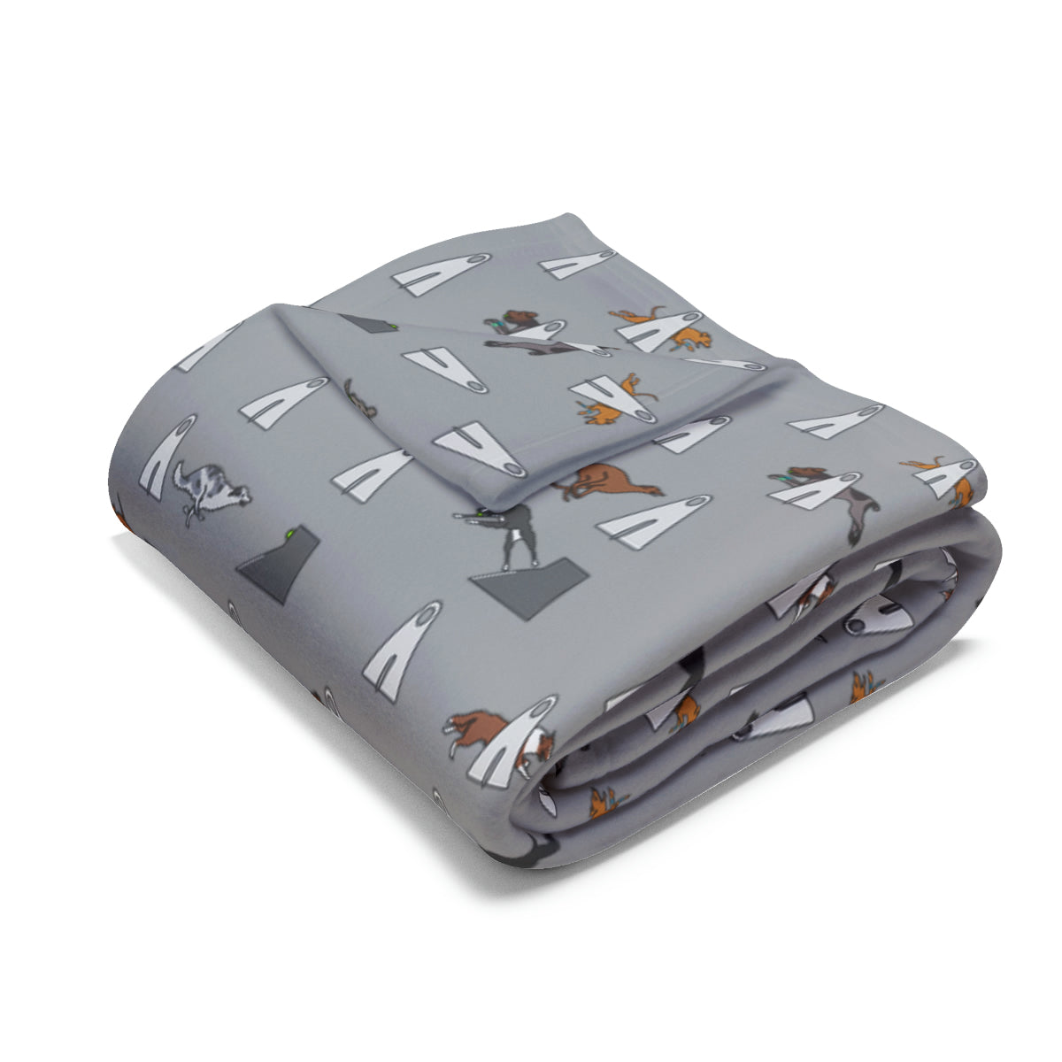 Flyball Arctic Fleece Blanket in Teal Gray Purple and Dusky Blue