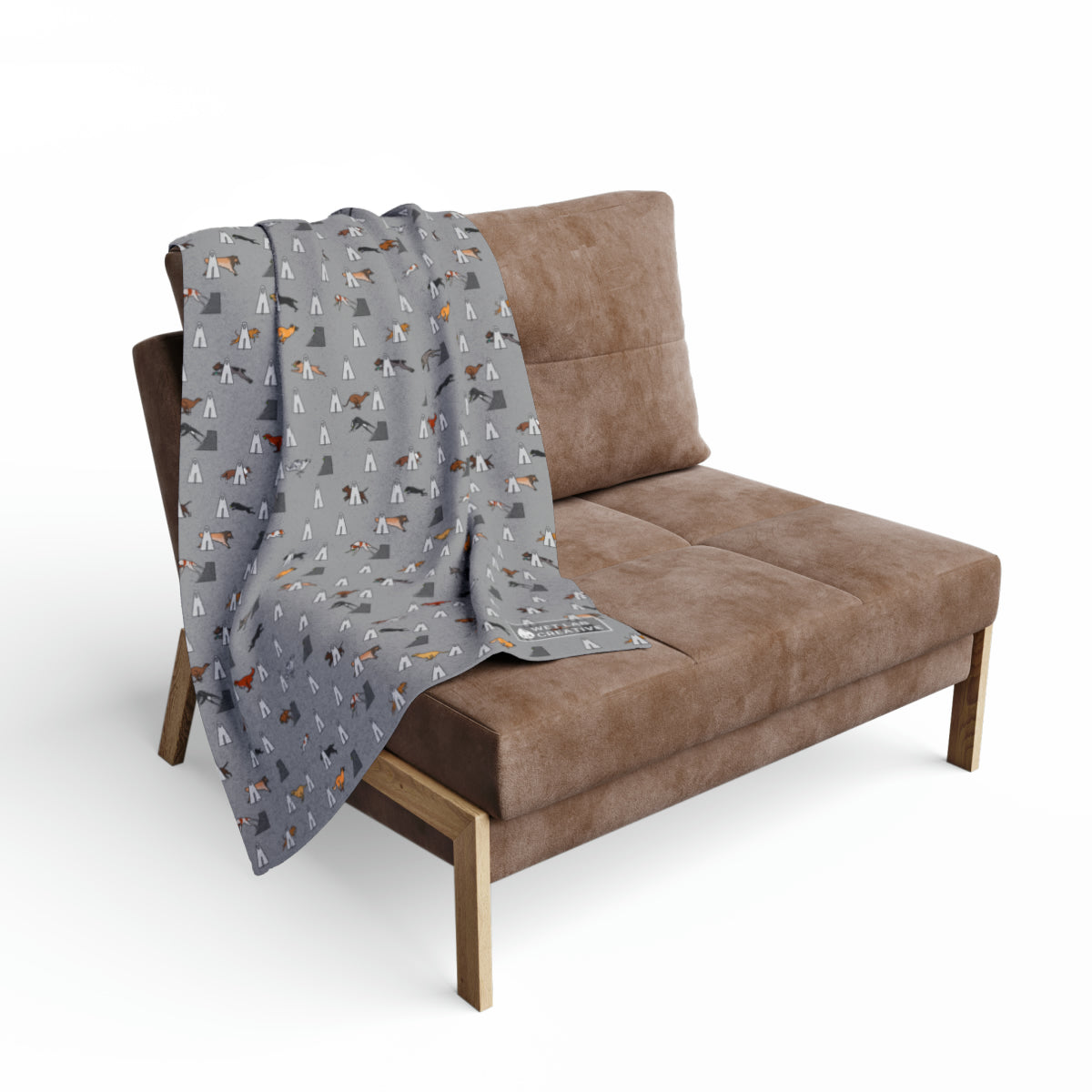 Flyball Arctic Fleece Blanket in Teal Gray Purple and Dusky Blue