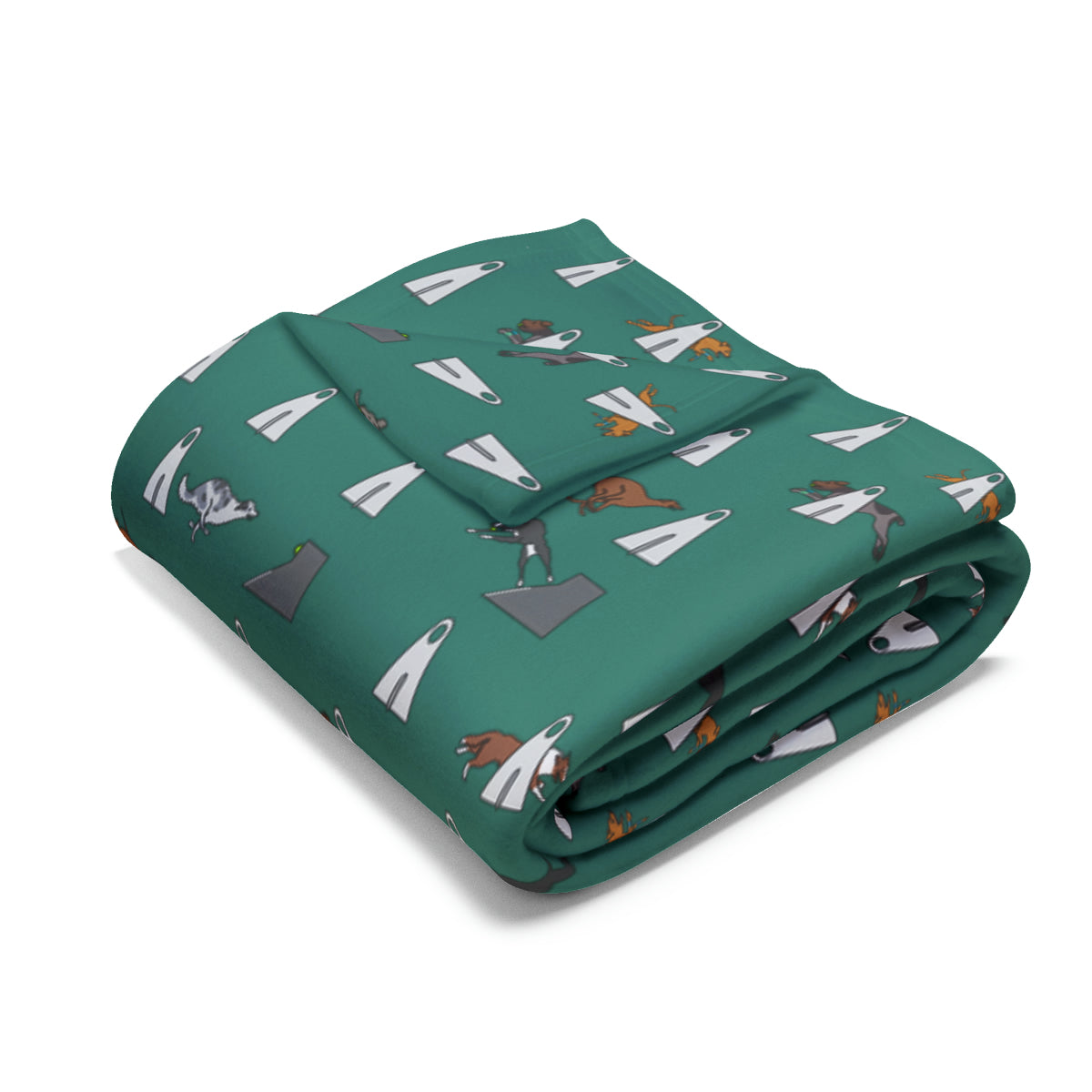 Flyball Arctic Fleece Blanket in Teal Gray Purple and Dusky Blue