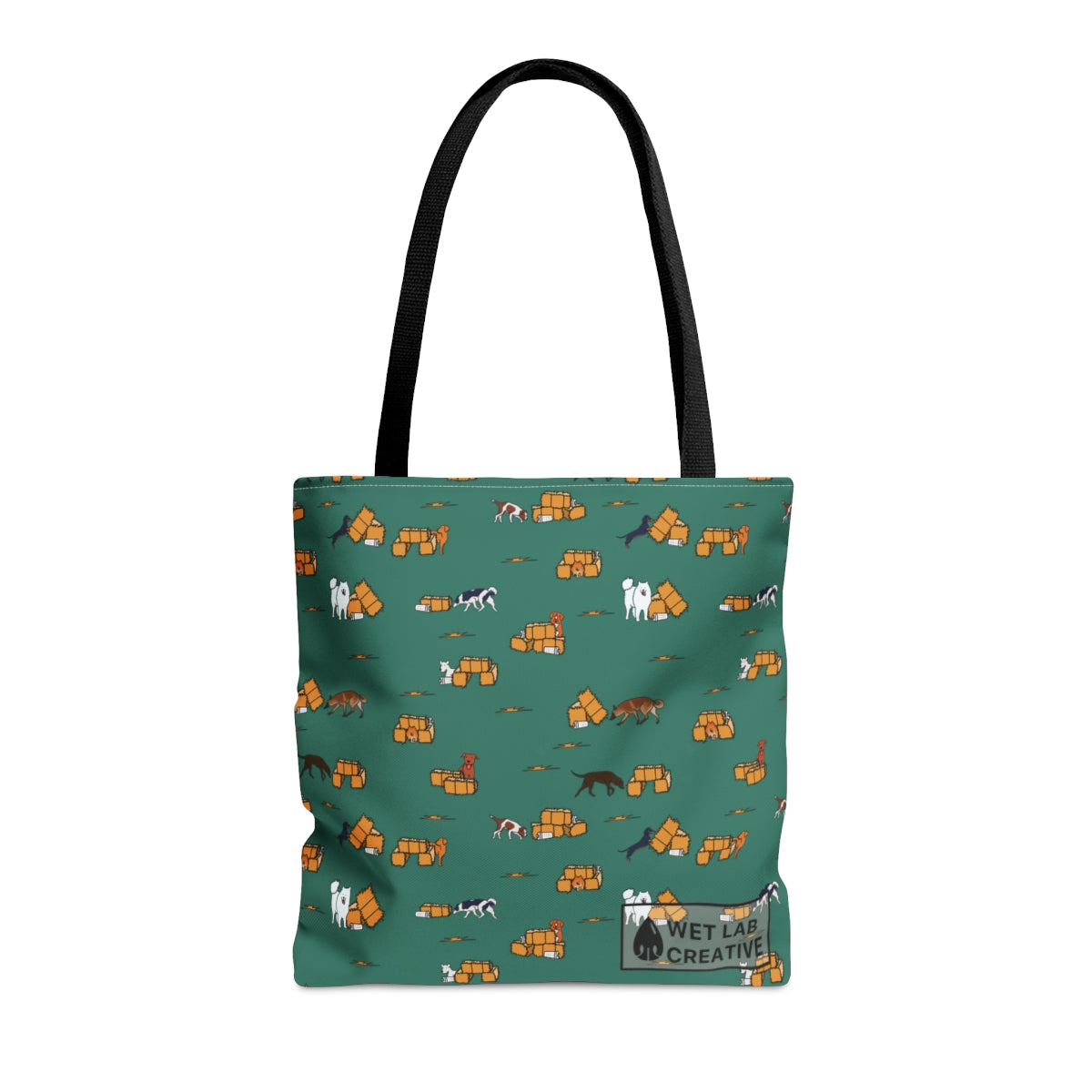 Barn Hunt Dog Pattern Tote Bag in Pink, Green, Blue, Gray