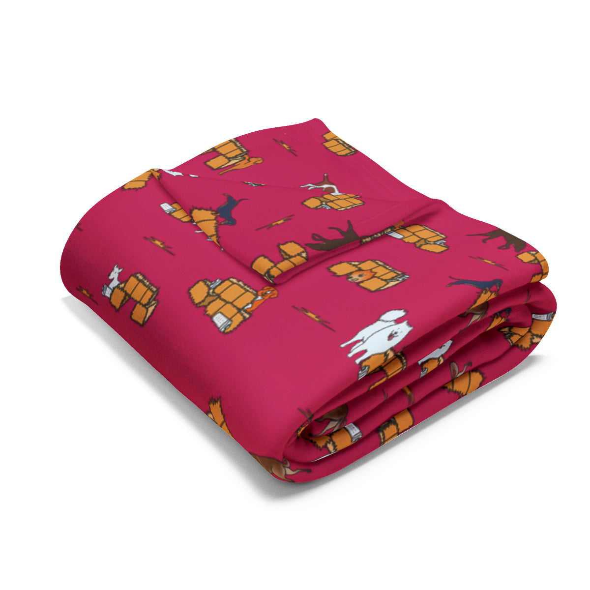 Barn Hunt Arctic Fleece Blanket in Teal Pink Grey and Dusky Blue