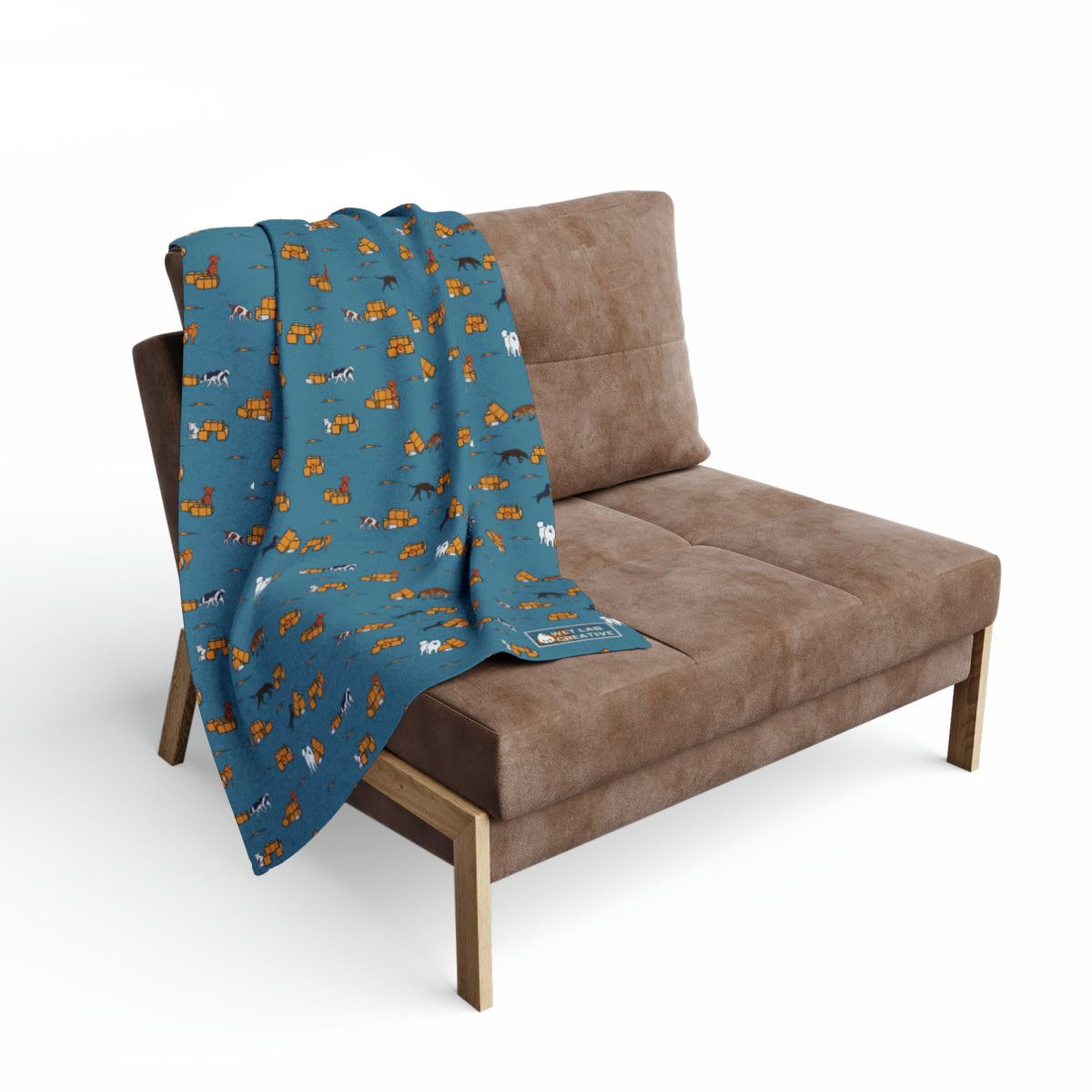 Barn Hunt Arctic Fleece Blanket in Teal Pink Grey and Dusky Blue