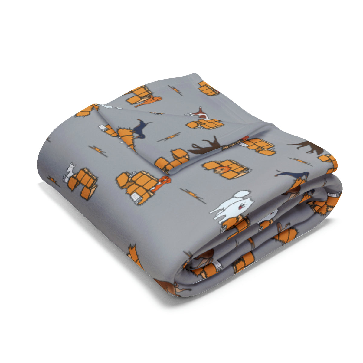 Barn Hunt Arctic Fleece Blanket in Teal Pink Grey and Dusky Blue