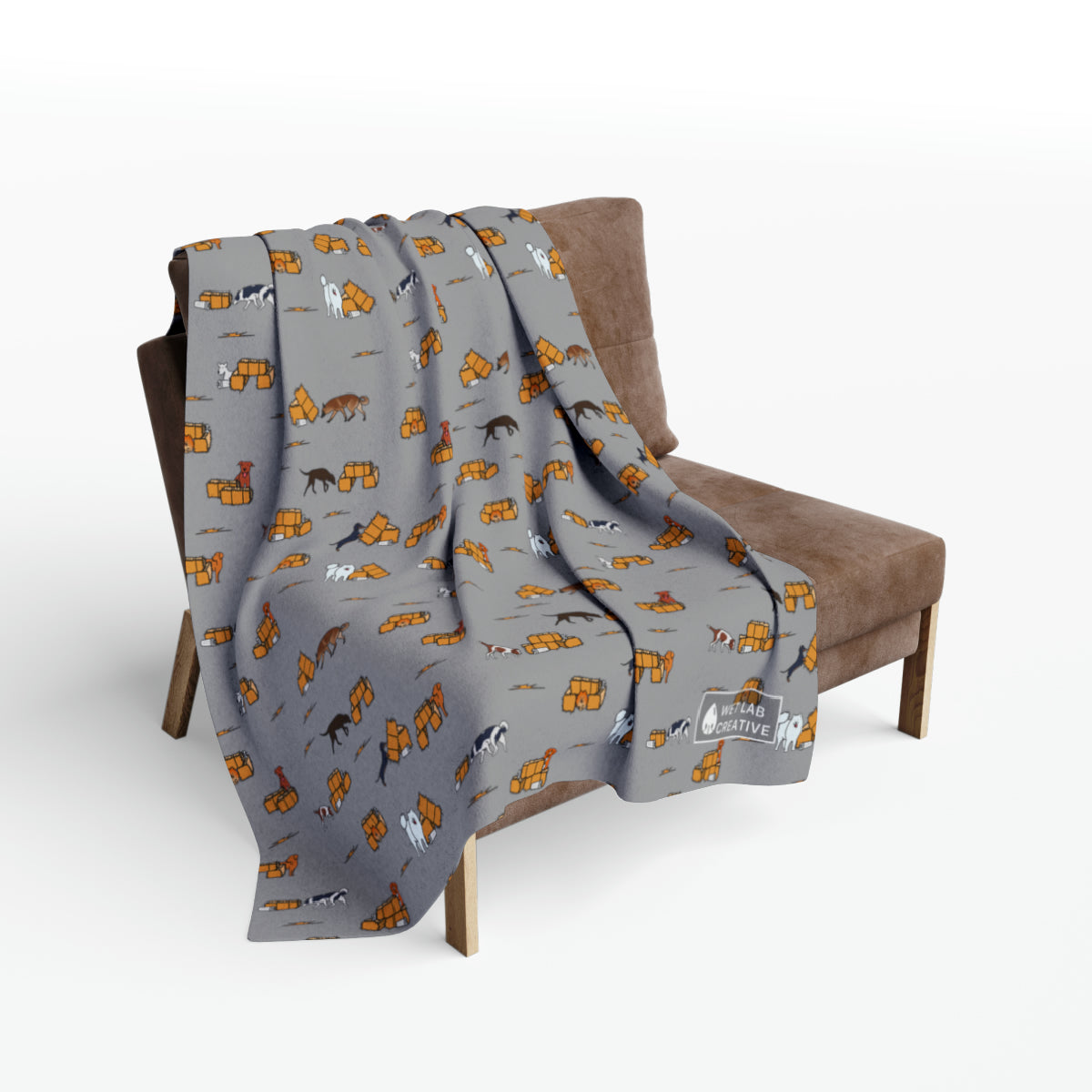 Barn Hunt Arctic Fleece Blanket in Teal Pink Grey and Dusky Blue