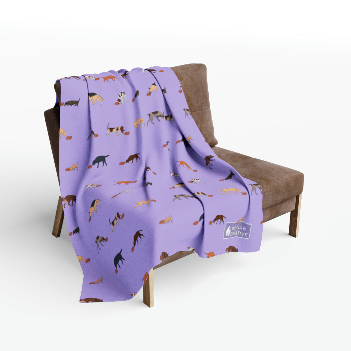 Scent Work Arctic Fleece Blanket in Lavender Black Gray and Dusky Blue