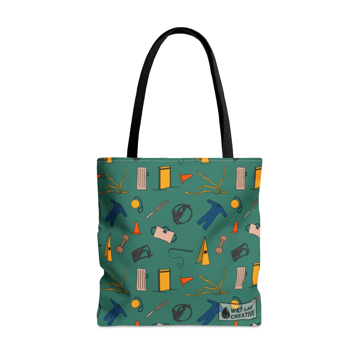 Bite Sport Dog Pattern Tote Bag in Grey, Black, Teal and Pink