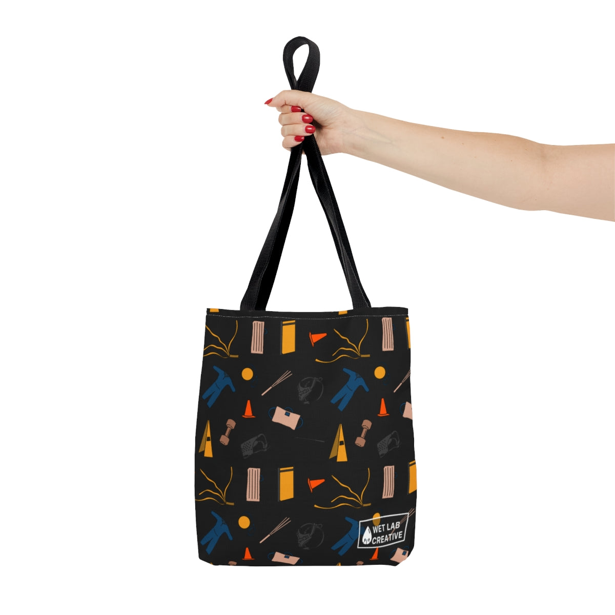 Bite Sport Dog Pattern Tote Bag in Grey, Black, Teal and Pink