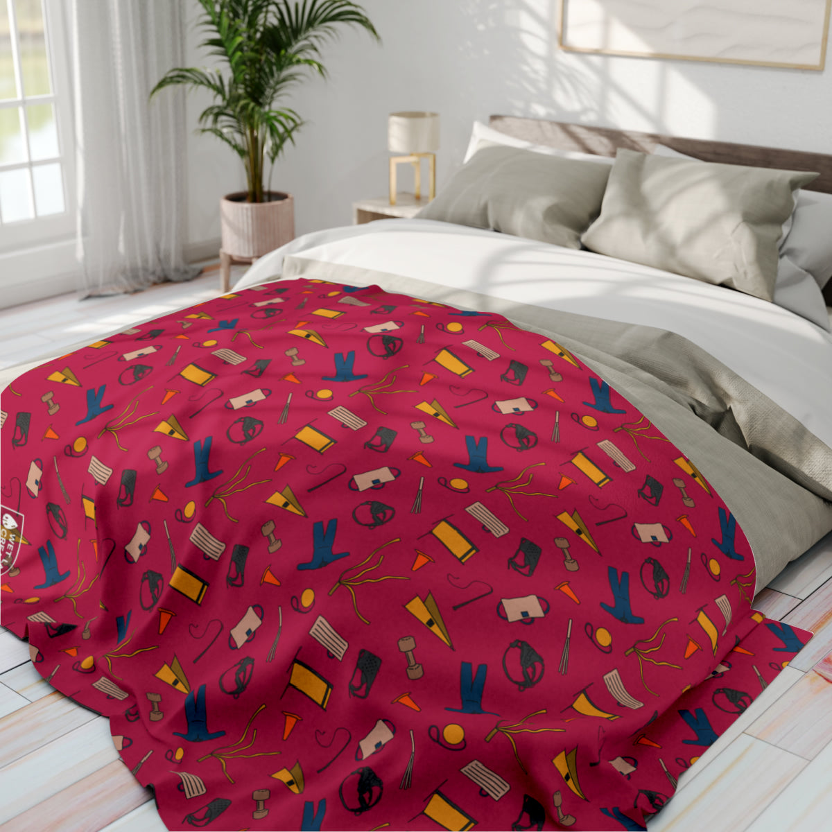 Bitework Arctic Fleece Blanket in Black Gray Pink and Teal