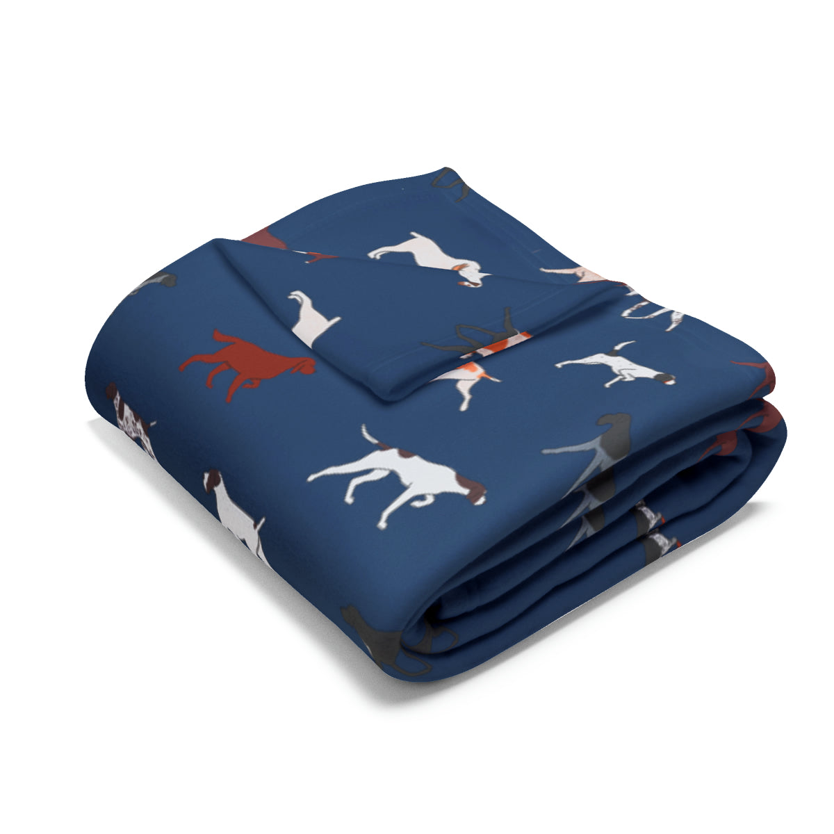 Pointing Breeds Arctic Fleece Blanket in White Teal Navy and Gray