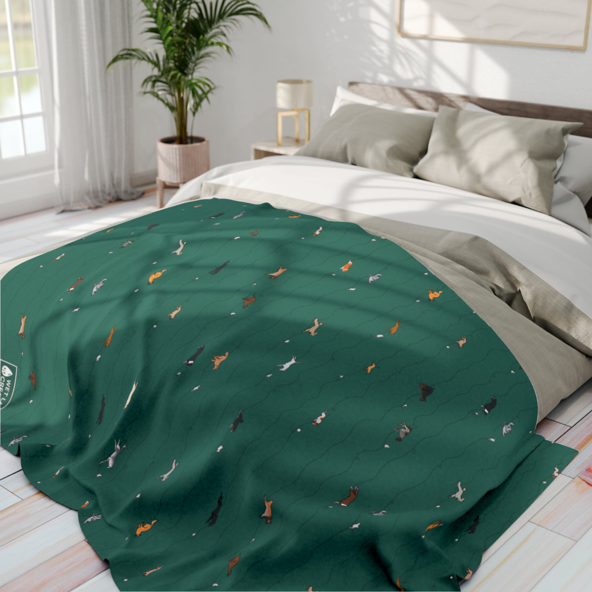 FastCat Lure Coursing Arctic Fleece Blanket in Lavender Teal Navy and Gray