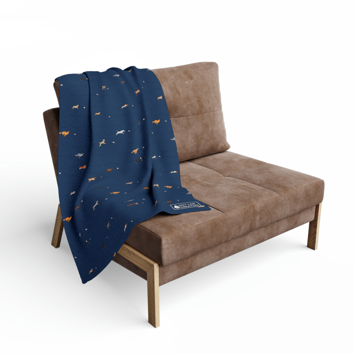FastCat Lure Coursing Arctic Fleece Blanket in Lavender Teal Navy and Gray