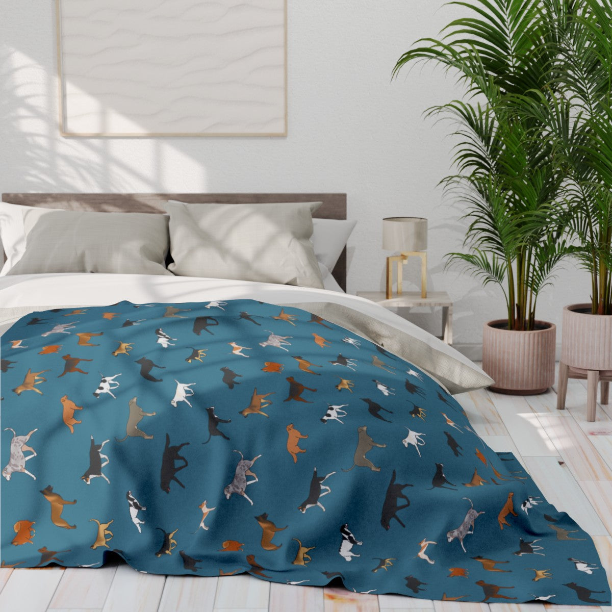 Rescue Arctic Fleece Blanket in Teal Gray Purple and Dusky Blue