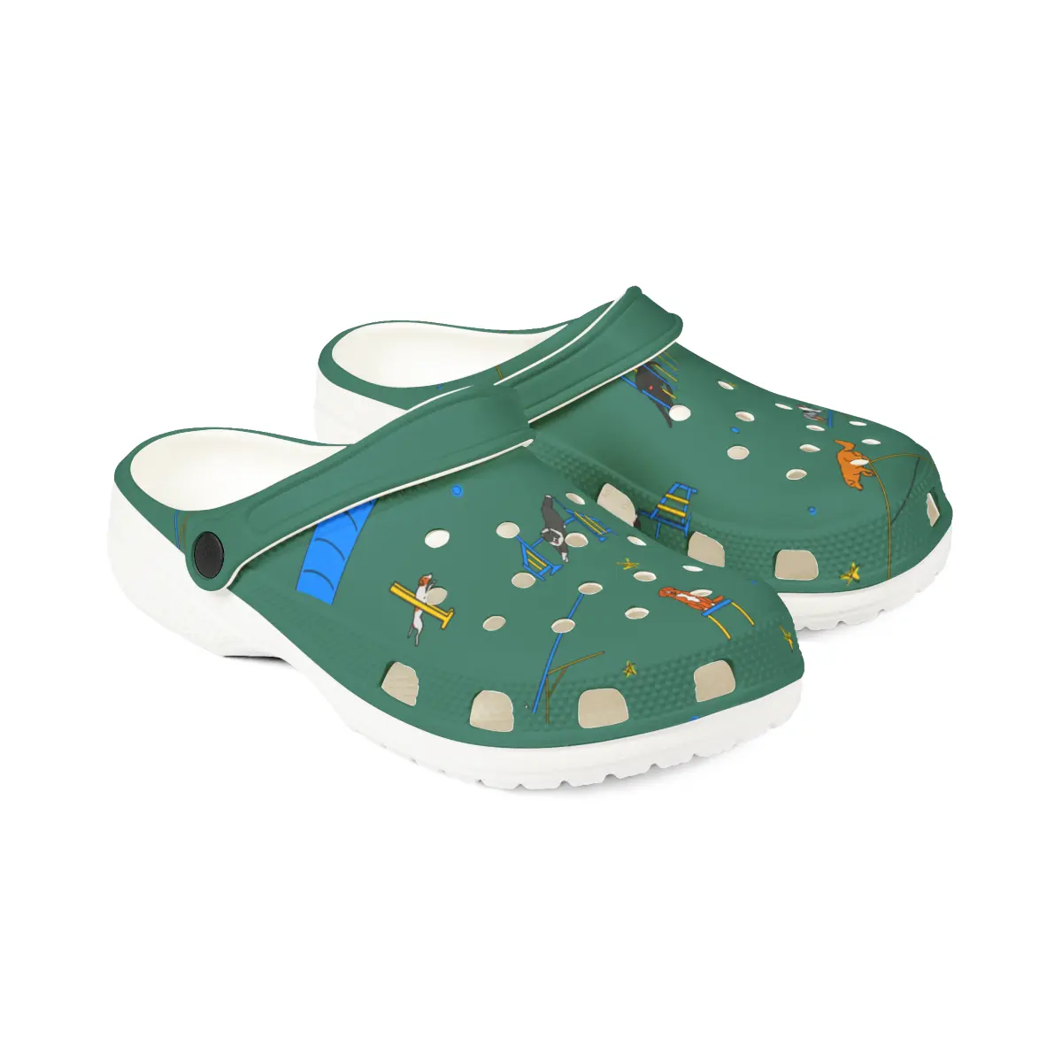 Agility Dog Pattern | EVA Foam Clogs Crocs Shoes in Gray White Black Teal and Pink