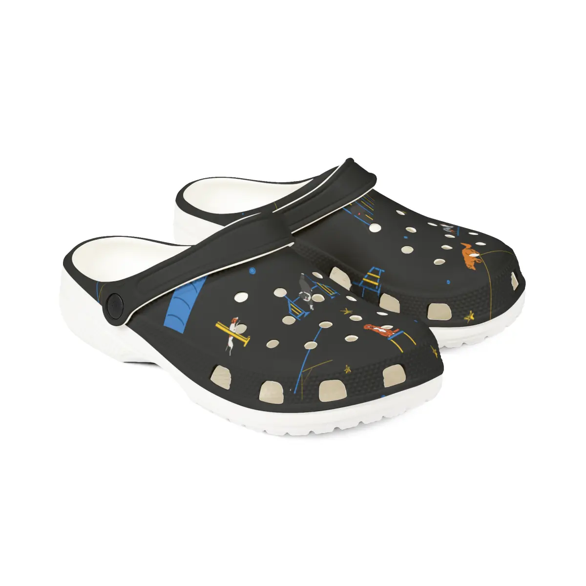 Agility Dog Pattern | EVA Foam Clogs Crocs Shoes in Gray White Black Teal and Pink