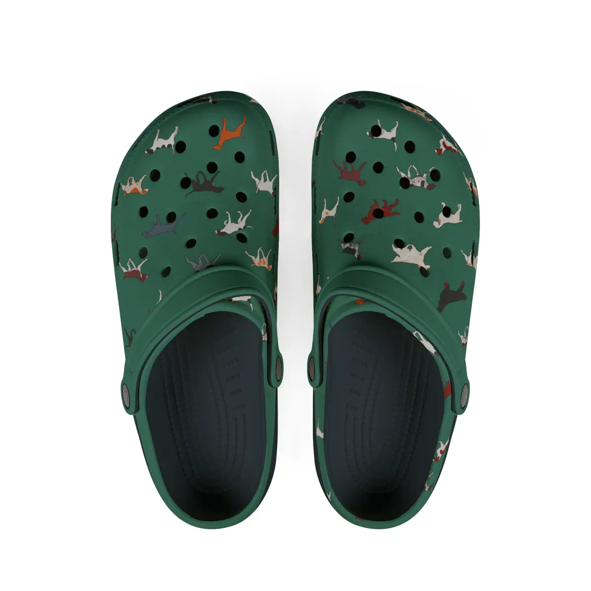 Pointing Breeds | EVA Foam Clogs Crocs Shoes in Navy Grey Teal and White