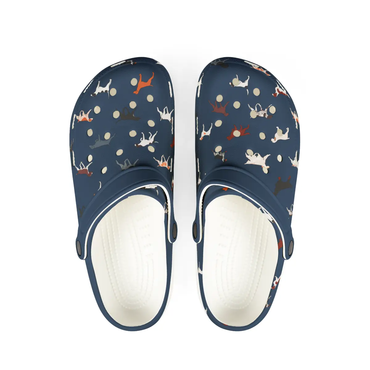 Pointing Breeds | EVA Foam Clogs Crocs Shoes in Navy Grey Teal and White
