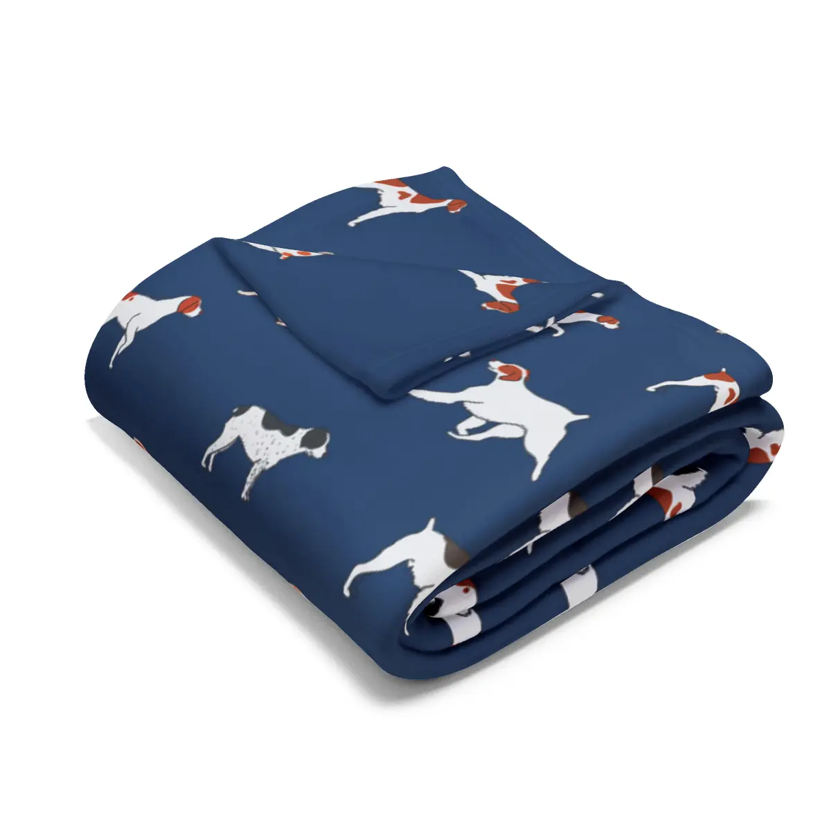 Brittany Breed Dog Pattern Arctic Fleece Blanket in Pink Teal Navy and Gray