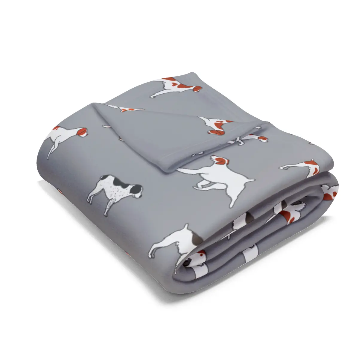 Brittany Breed Dog Pattern Arctic Fleece Blanket in Pink Teal Navy and Gray