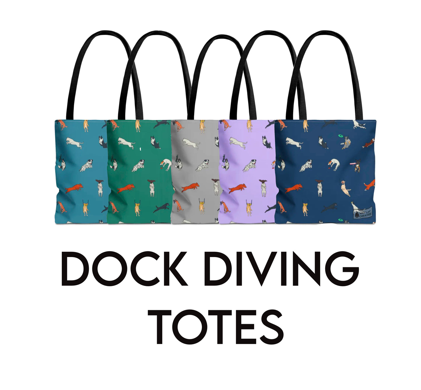 Dock Diving Tote Bag in Teal Navy Lavender Gray and Dusky Blue