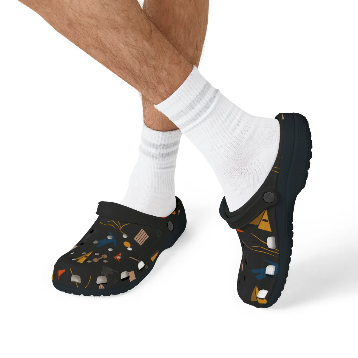 Bite sport Pattern | EVA Foam Clogs Crocs Shoes in Lavender Black White and Gray