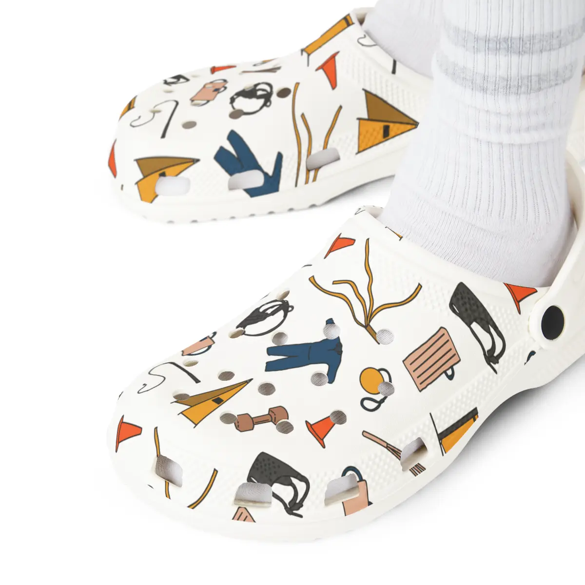 Bite sport Pattern | EVA Foam Clogs Crocs Shoes in Lavender Black White and Gray