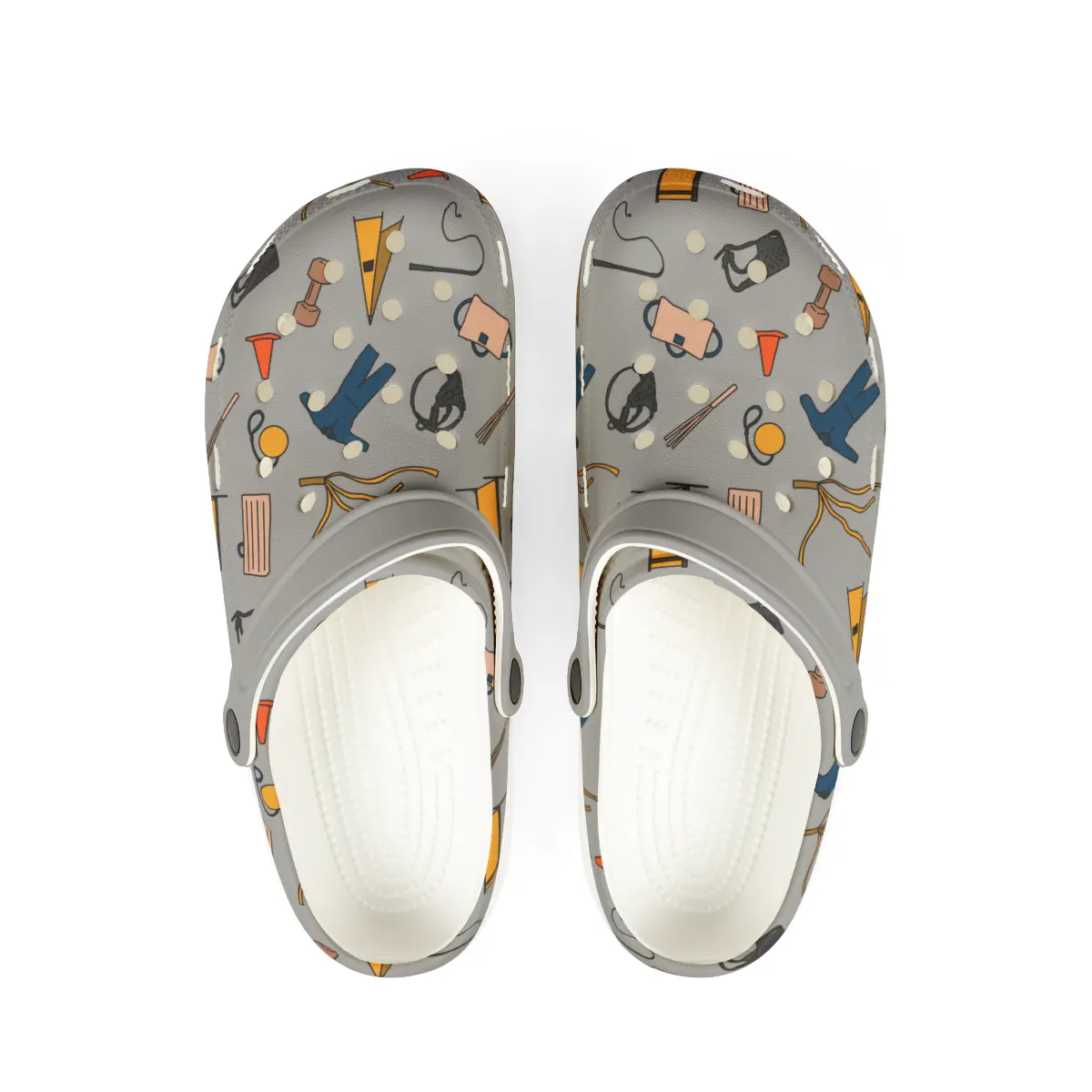 Bite sport Pattern | EVA Foam Clogs Crocs Shoes in Lavender Black White and Gray