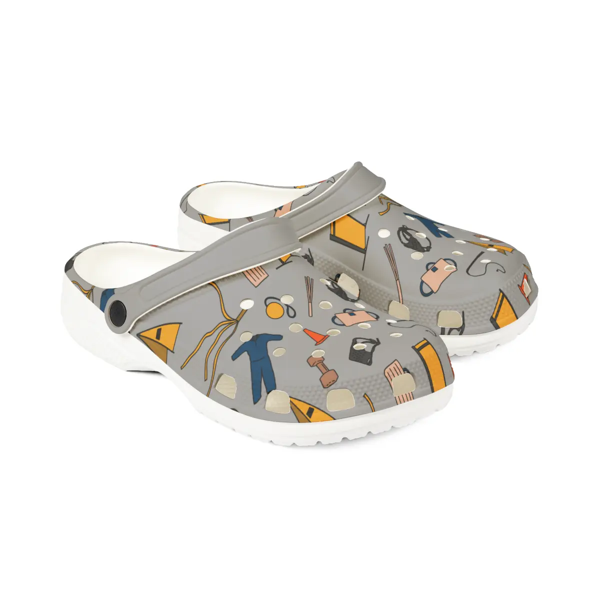 Bite sport Pattern | EVA Foam Clogs Crocs Shoes in Lavender Black White and Gray