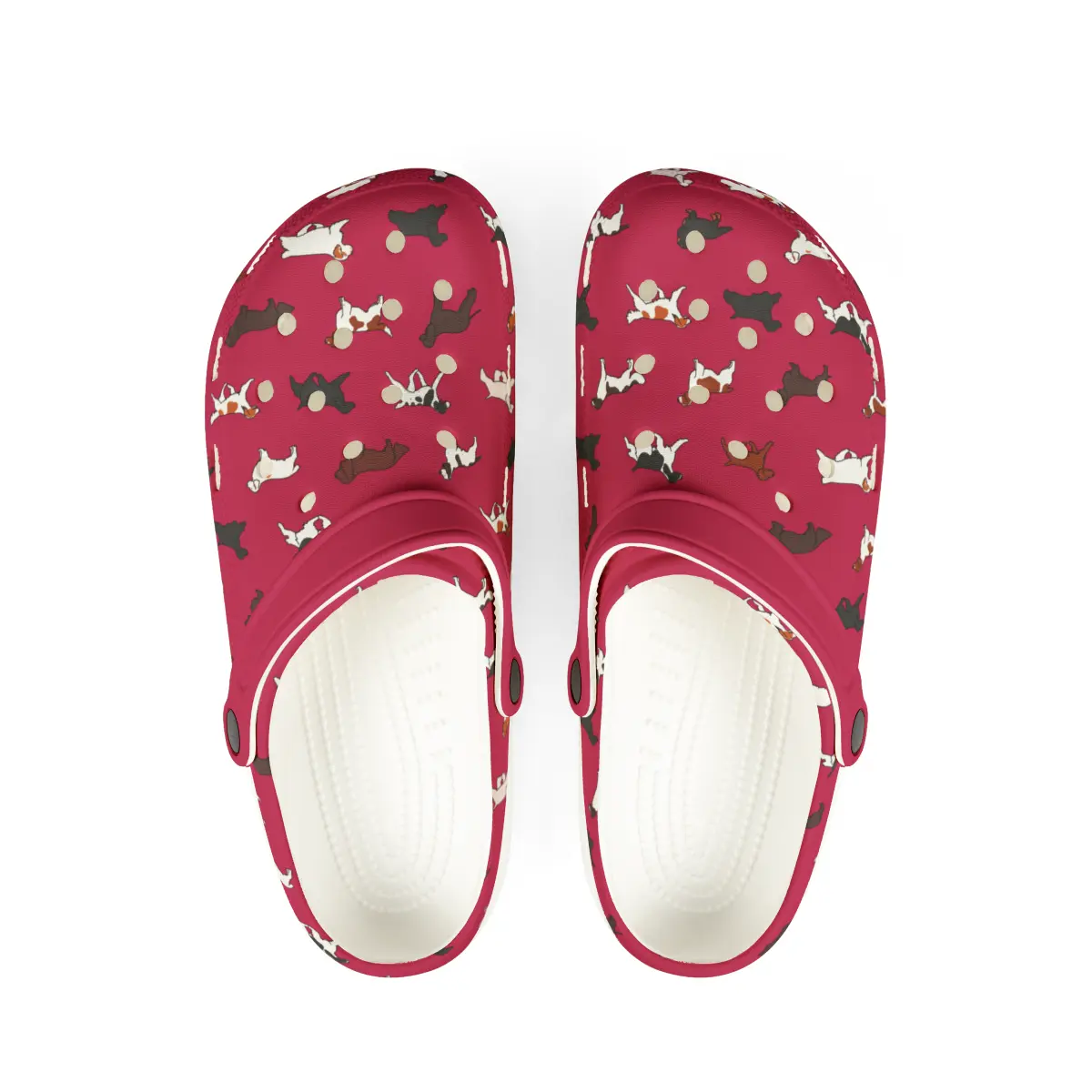 Spaniel Breeds | EVA Foam Clogs Crocs Shoes in Gray Pink White and Dusky Blue