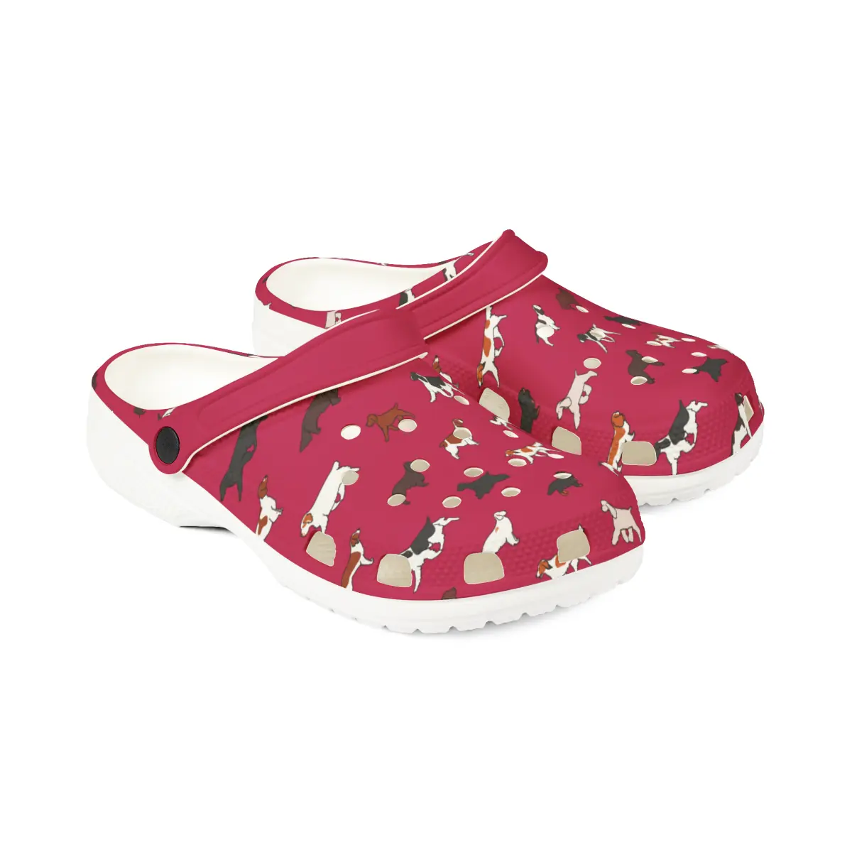 Spaniel Breeds | EVA Foam Clogs Crocs Shoes in Gray Pink White and Dusky Blue
