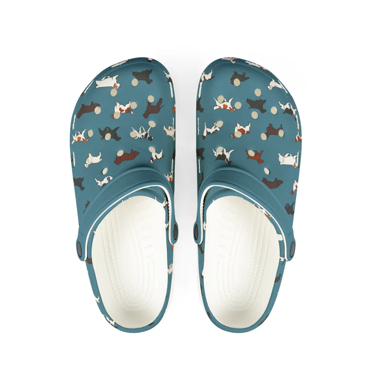 Spaniel Breeds | EVA Foam Clogs Crocs Shoes in Gray Pink White and Dusky Blue