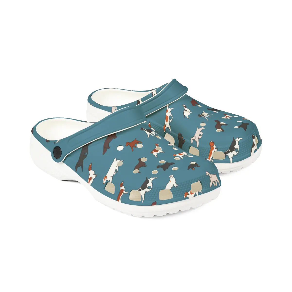 Spaniel Breeds | EVA Foam Clogs Crocs Shoes in Gray Pink White and Dusky Blue