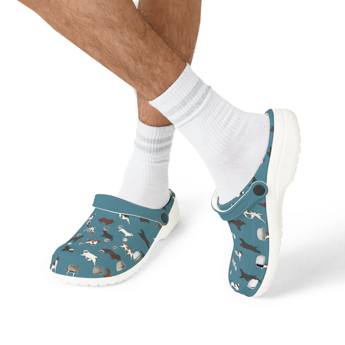 Spaniel Breeds | EVA Foam Clogs Crocs Shoes in Gray Pink White and Dusky Blue