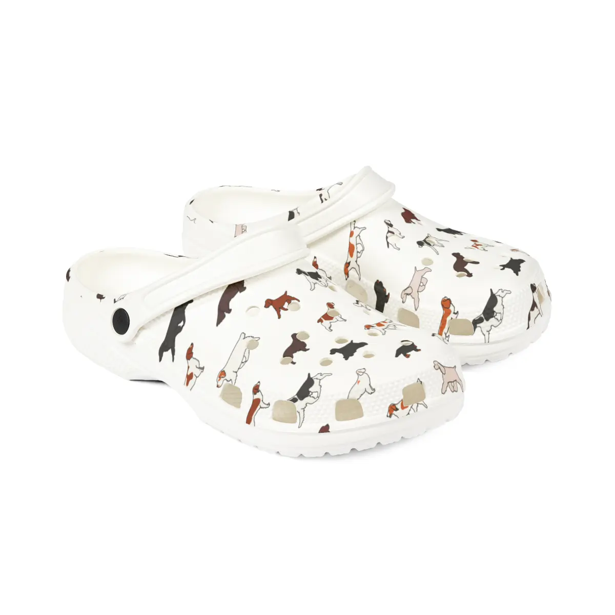 Spaniel Breeds | EVA Foam Clogs Crocs Shoes in Gray Pink White and Dusky Blue