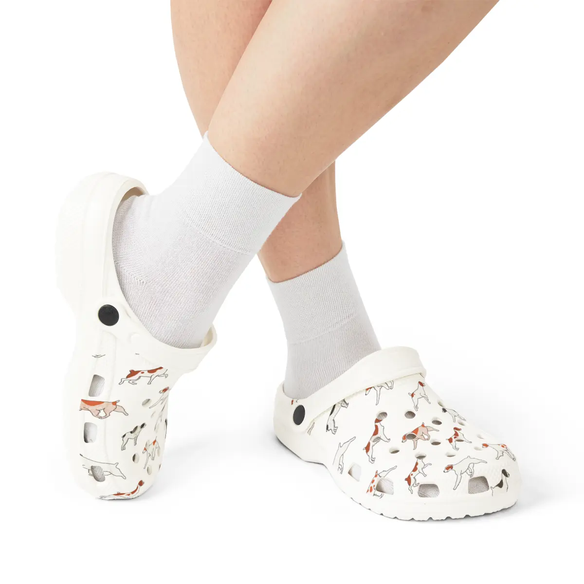 Brittany Breed | EVA Foam Clogs Crocs Shoes in Navy Pink Gray and White