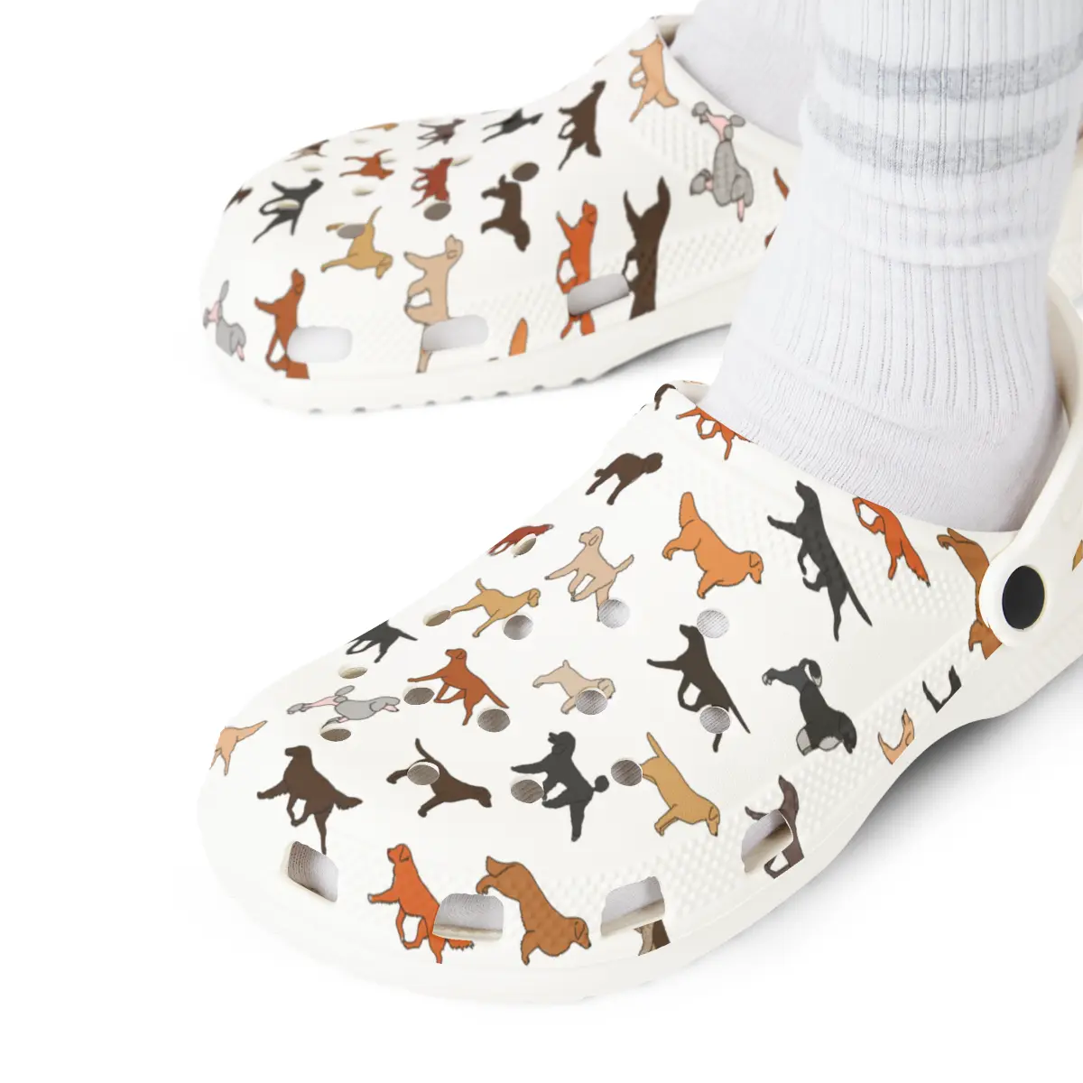 Retrieving Breeds | EVA Foam Clogs Crocs Shoes in Purple Teal White and Black
