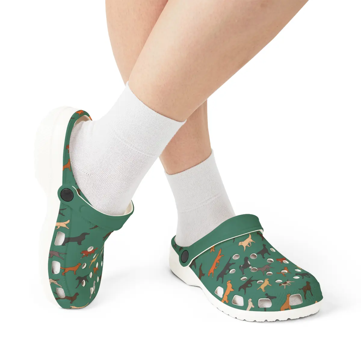 Retrieving Breeds | EVA Foam Clogs Crocs Shoes in Purple Teal White and Black