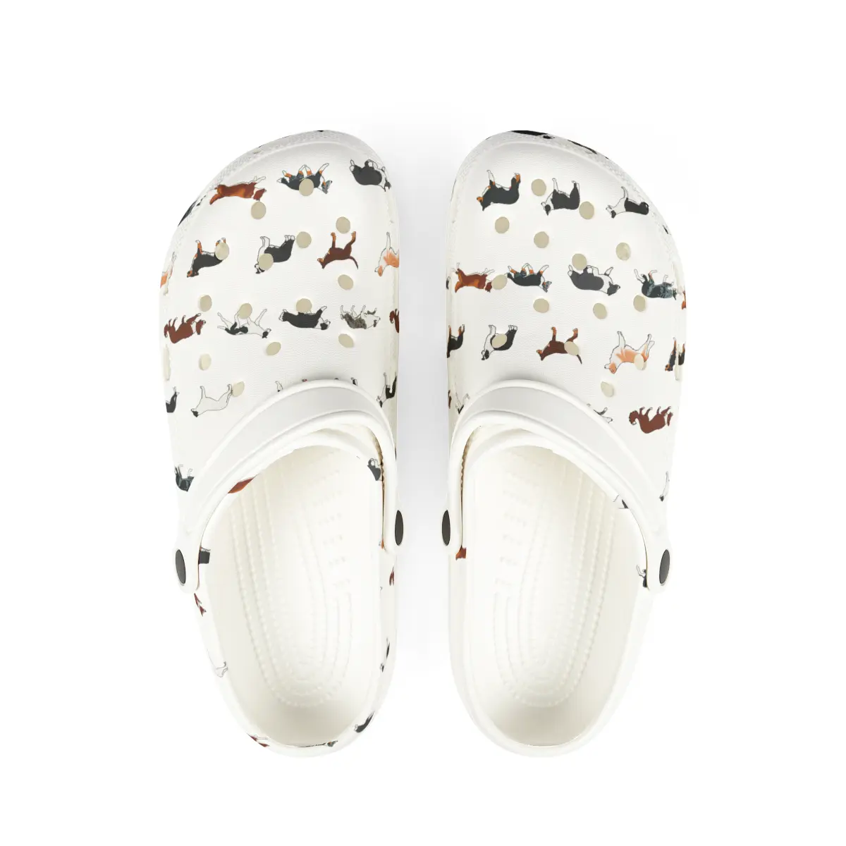 Border Collie Breed Pattern | EVA Foam Clogs Crocs Shoes in Lavender Gray White and Dusky Blue
