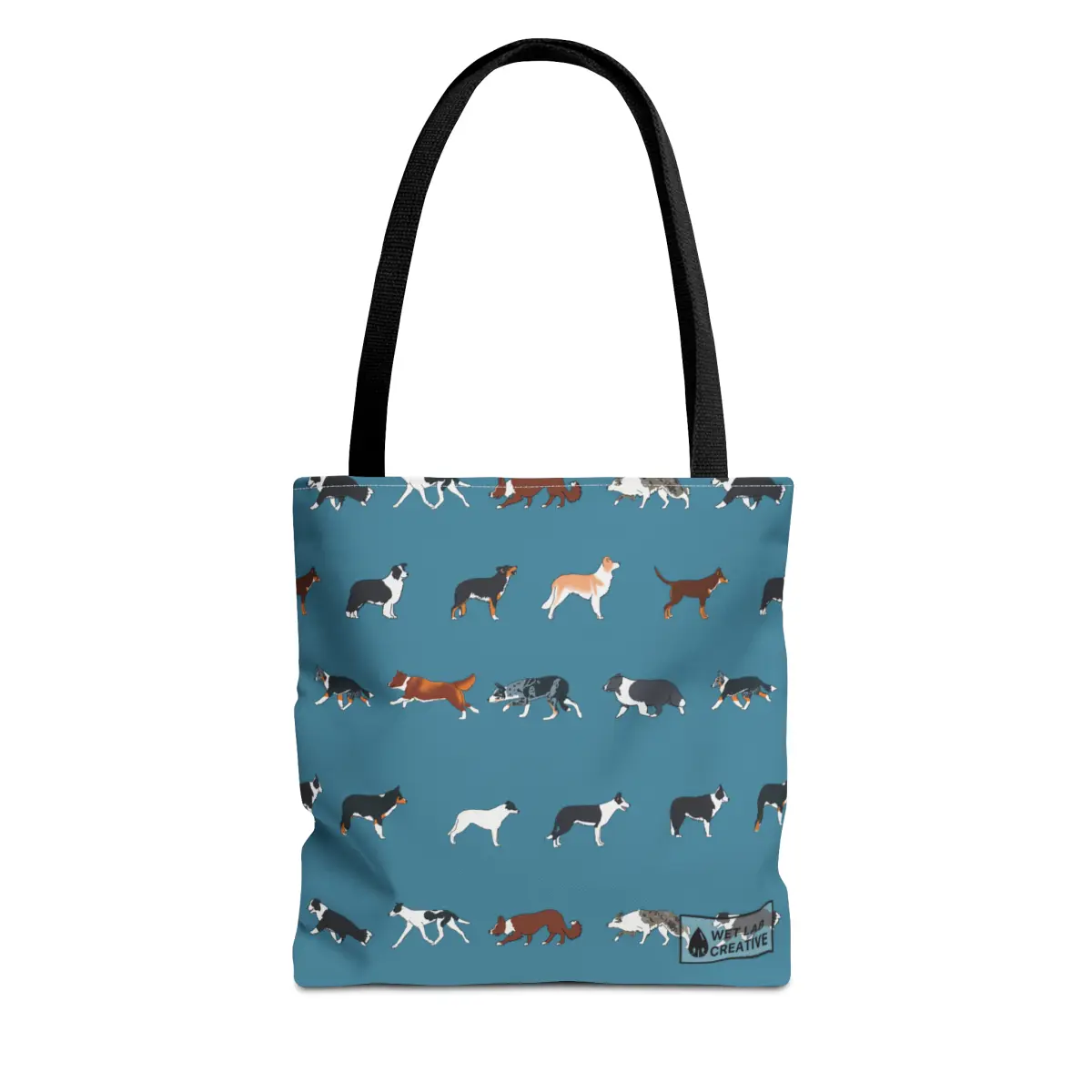 Border collie Breed Pattern Tote Bag in Lavender Dusky Blue and Gray