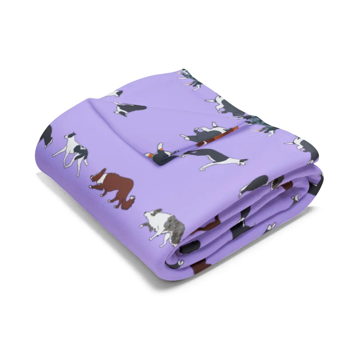 Border Collie Breed Pattern Arctic Fleece Blanket in Gray Lavender and Dusky Blue