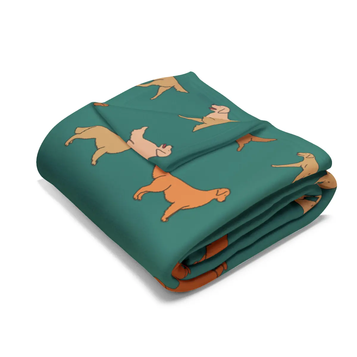 Golden Retriever Breed Dog Pattern Arctic Fleece Blanket in White Navy Teal and Purple