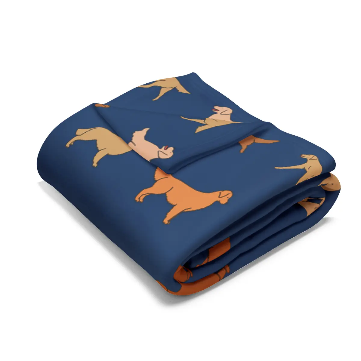 Golden Retriever Breed Dog Pattern Arctic Fleece Blanket in White Navy Teal and Purple