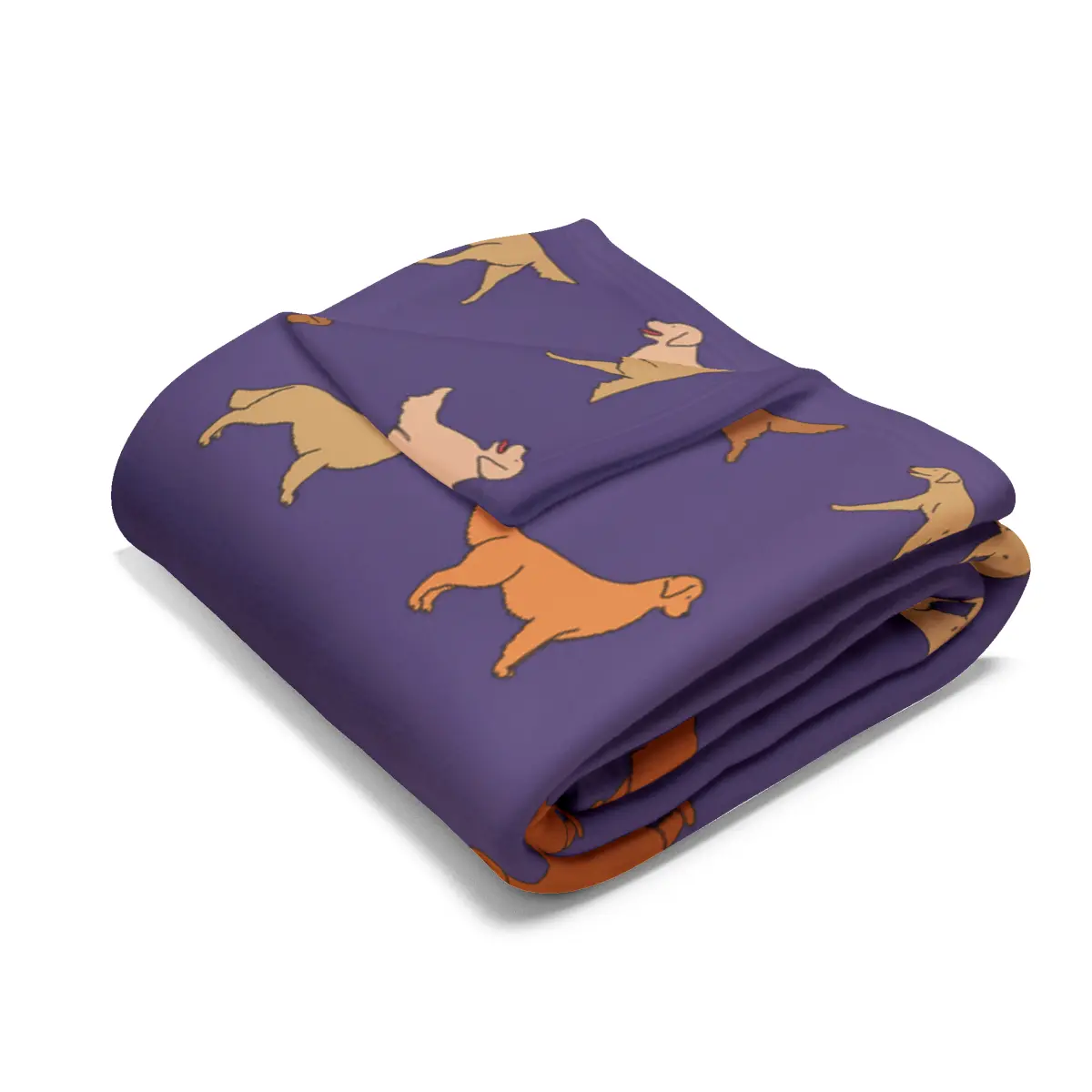 Golden Retriever Breed Dog Pattern Arctic Fleece Blanket in White Navy Teal and Purple