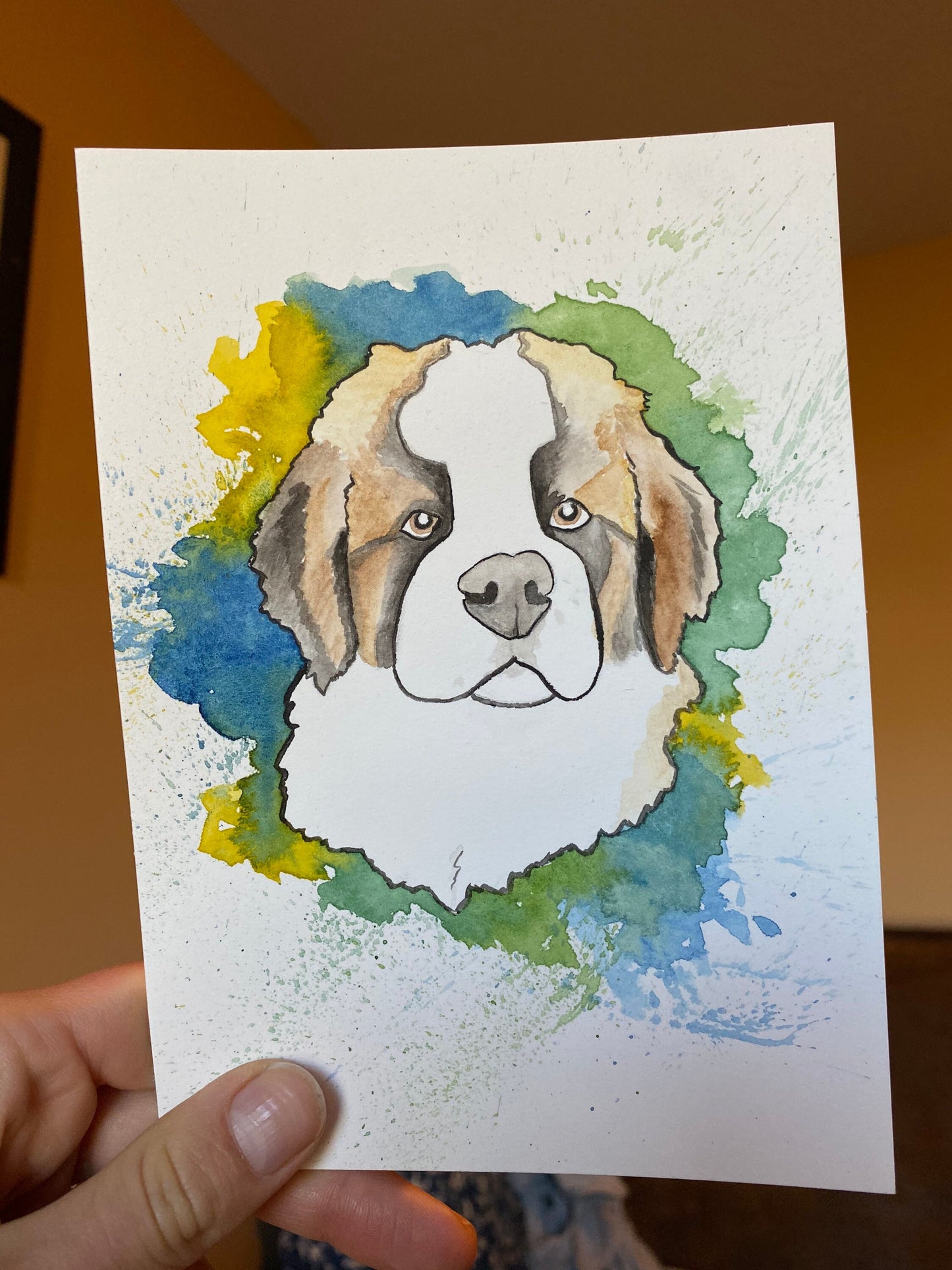 Color Splash Custom Watercolor Pet Portrait 5x7"