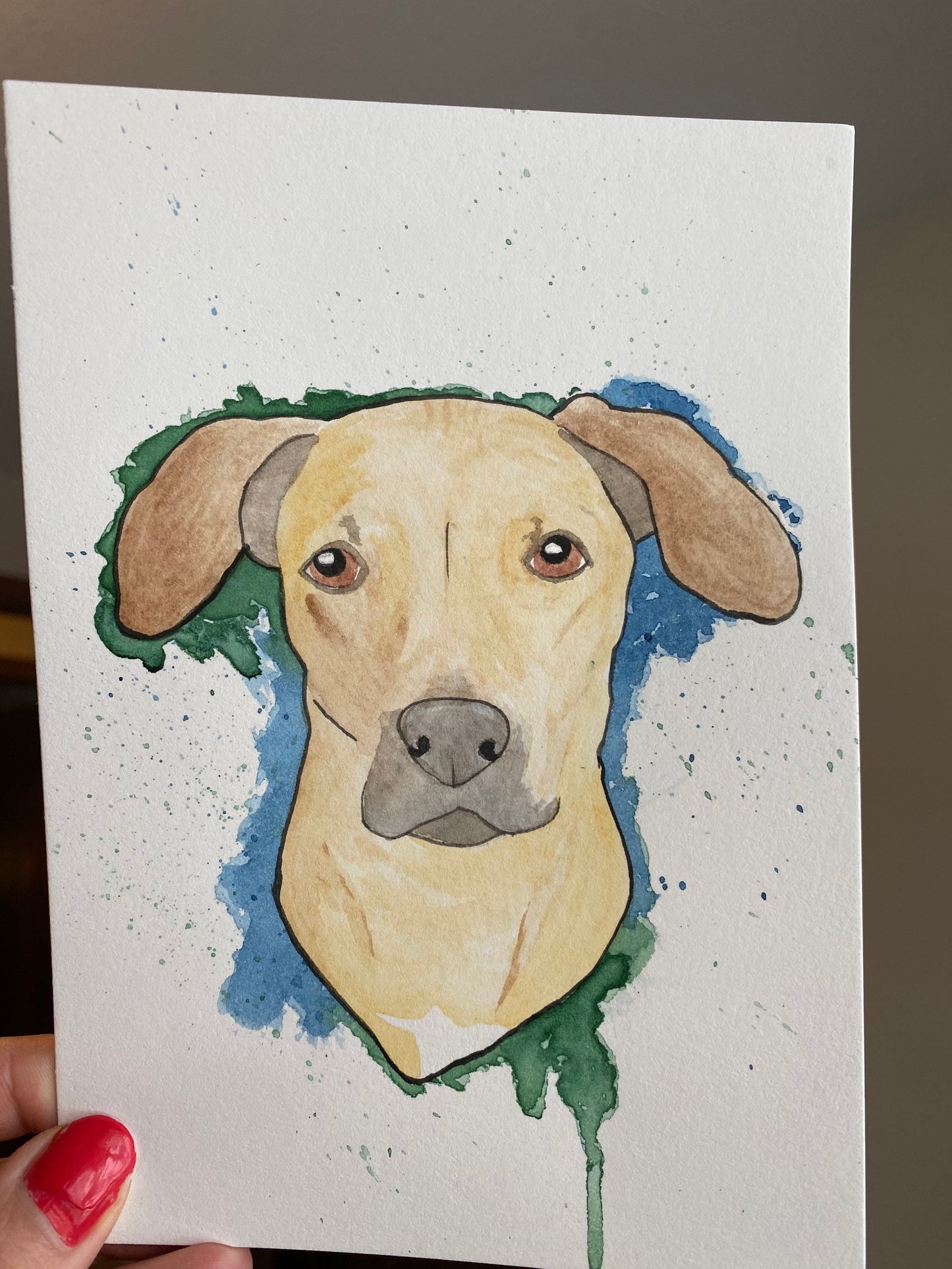 Color Splash Custom Watercolor Pet Portrait 5x7"