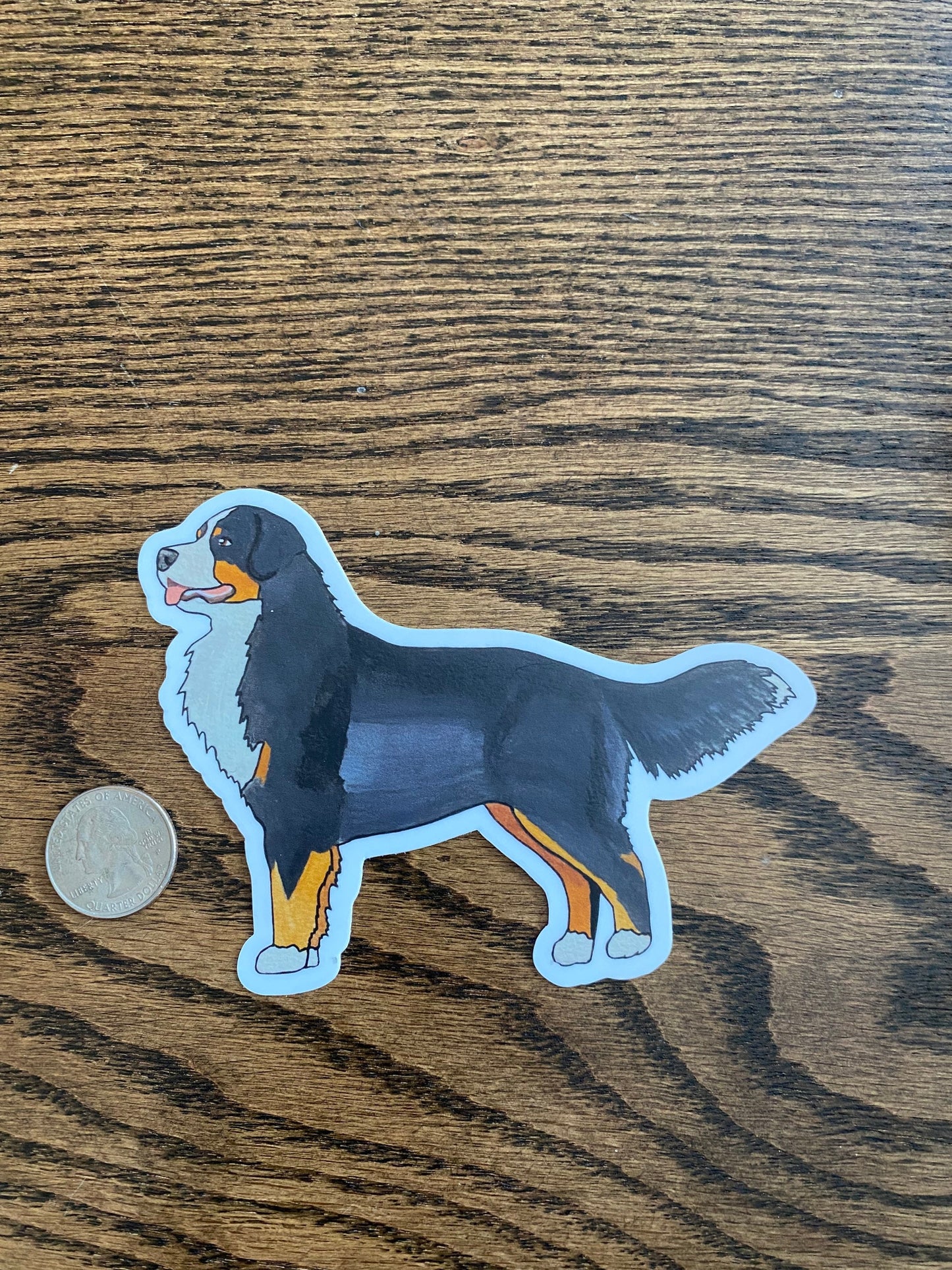 Bernese Mountain Dog Berner Standing Stacked 5" Die Cut Vinyl Sticker Decal: Durable Matte-Finish