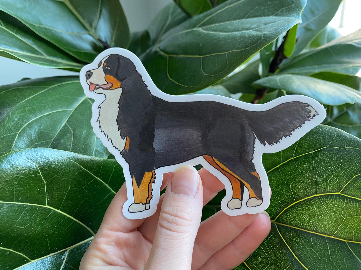 Bernese Mountain Dog Berner Standing Stacked 5" Die Cut Vinyl Sticker Decal: Durable Matte-Finish