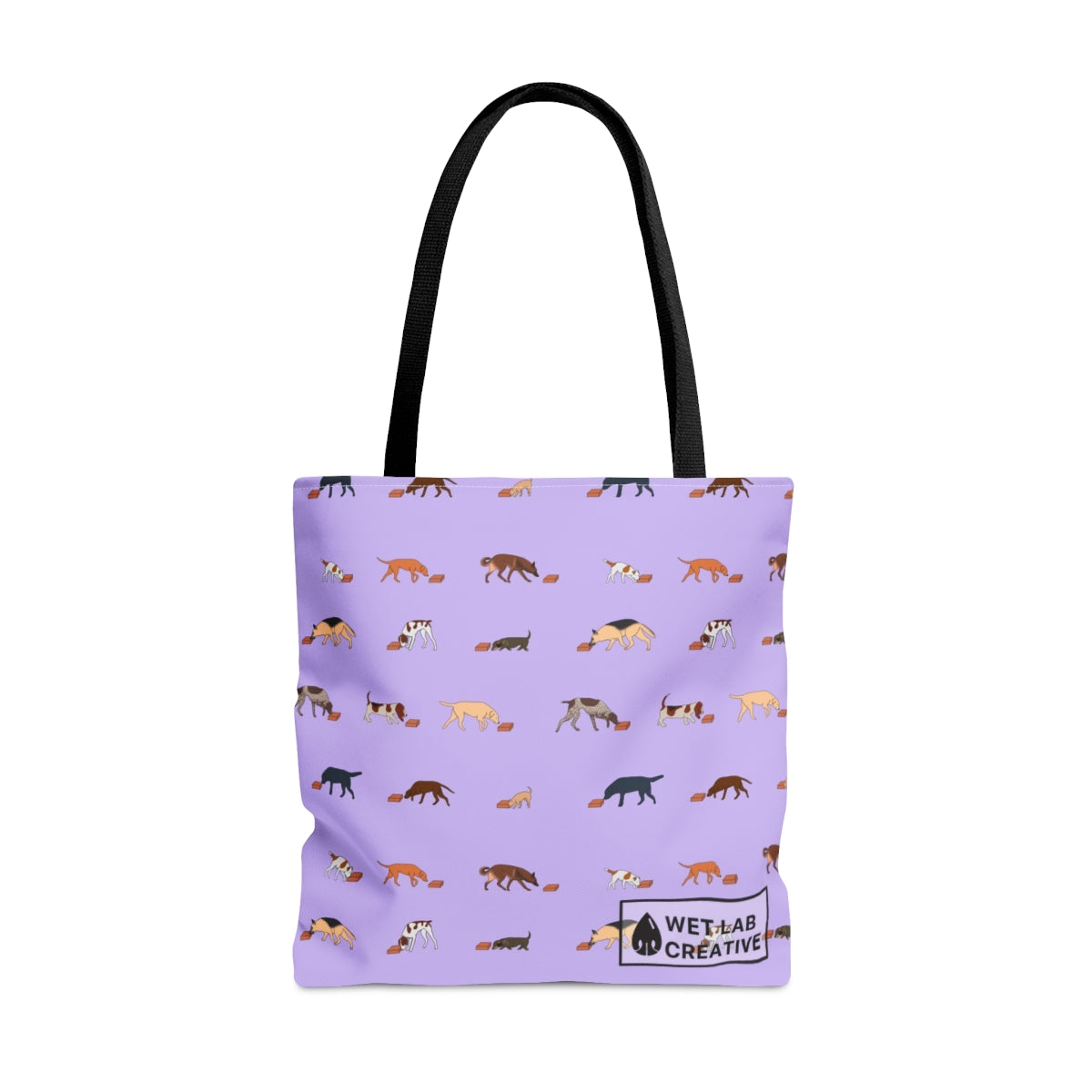 Scent work Dog Pattern Tote Bag in Lavender, Yellow, Blue, Gray, Black