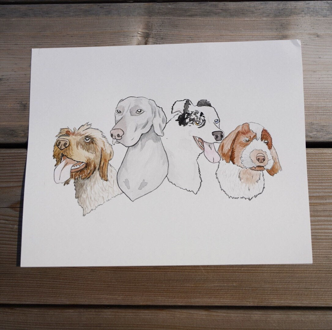 8X10" Paper Single Pet or Multi-Pet Portrait