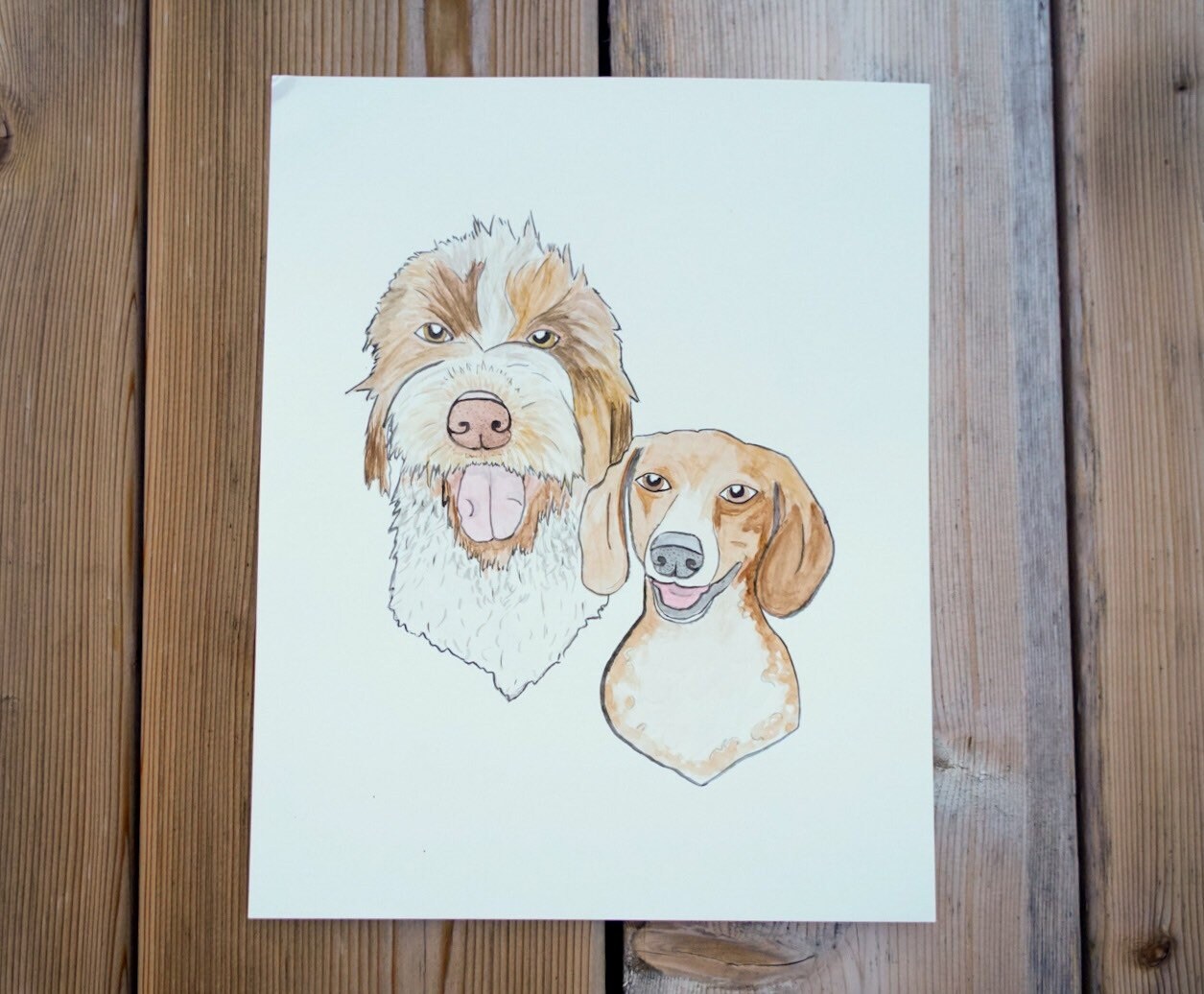 8X10" Paper Single Pet or Multi-Pet Portrait