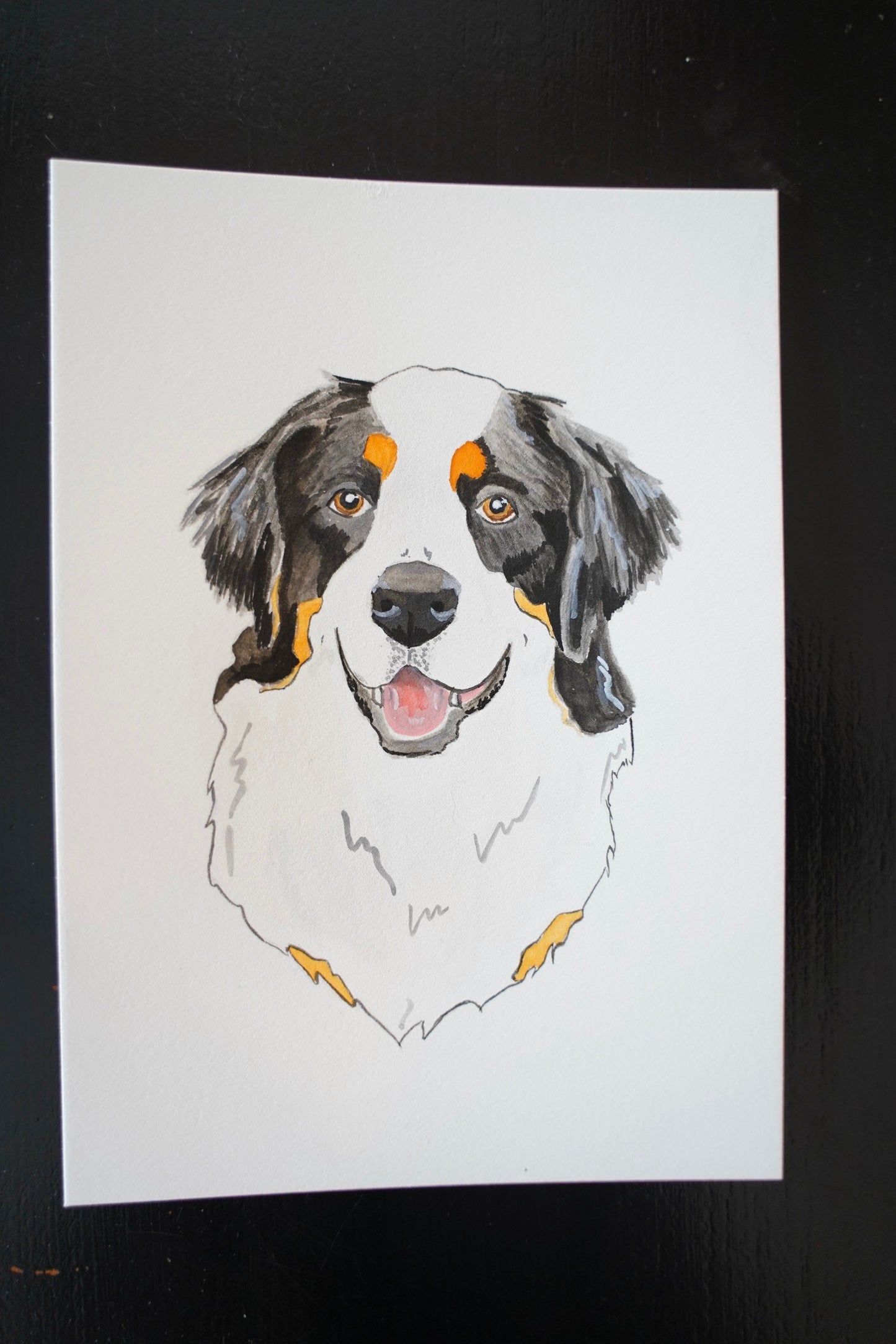 Gouache Custom Pet Portrait on 5x7" Paper